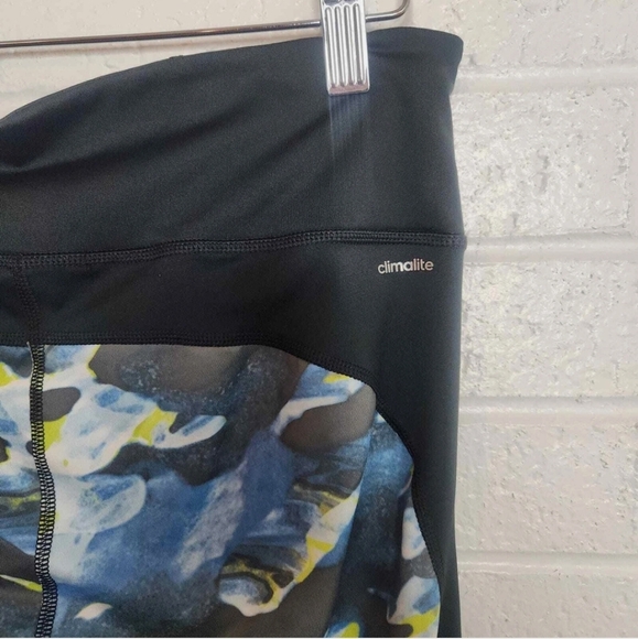 Adidas climalite women's cropped athletic leggings Blue Black Yellow size Small - Picture 5 of 7